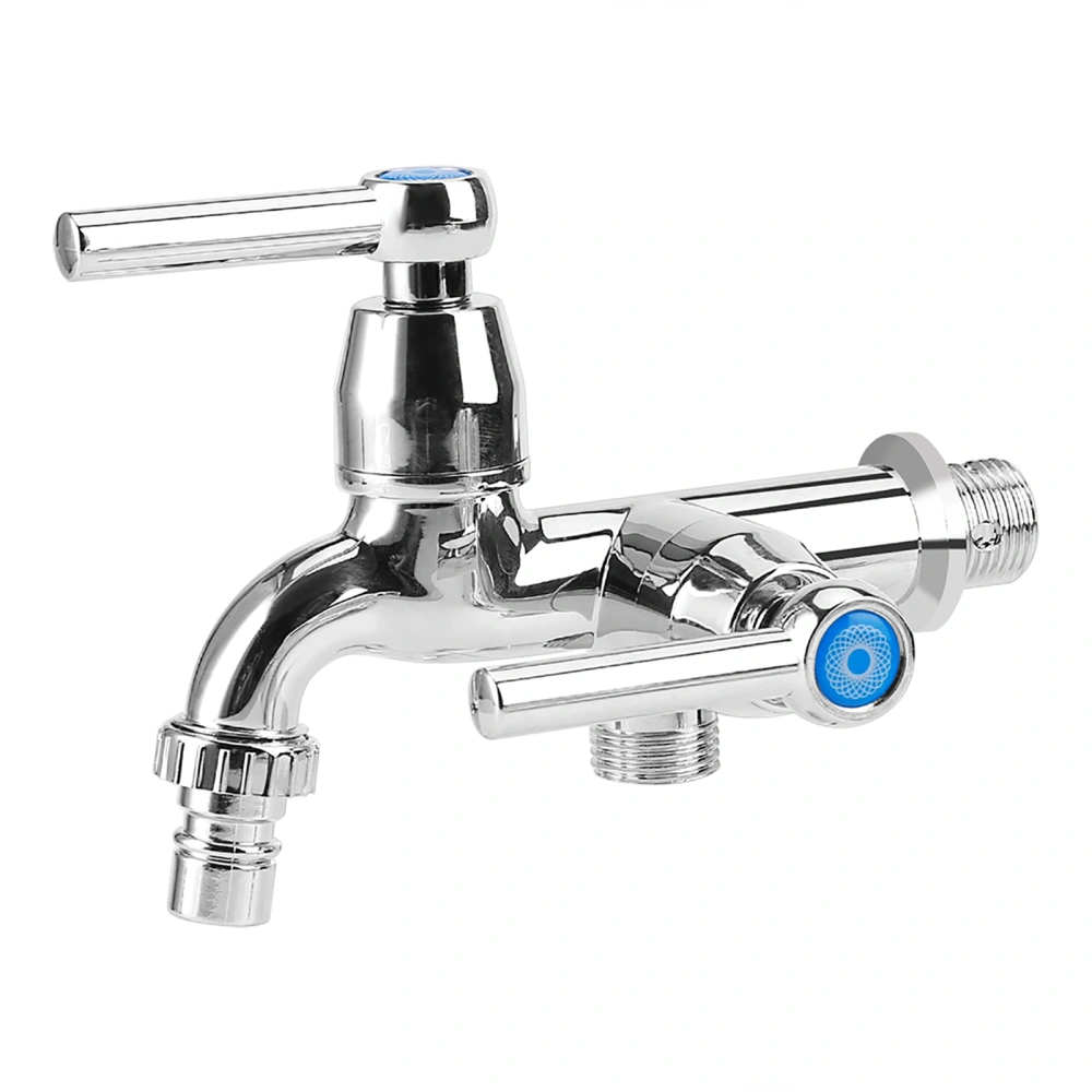 Electroplating Plastic Washing Machine Cold Water Faucet Sink Basin Water Tap with Double Spout &amp; Straight Handle G1/2