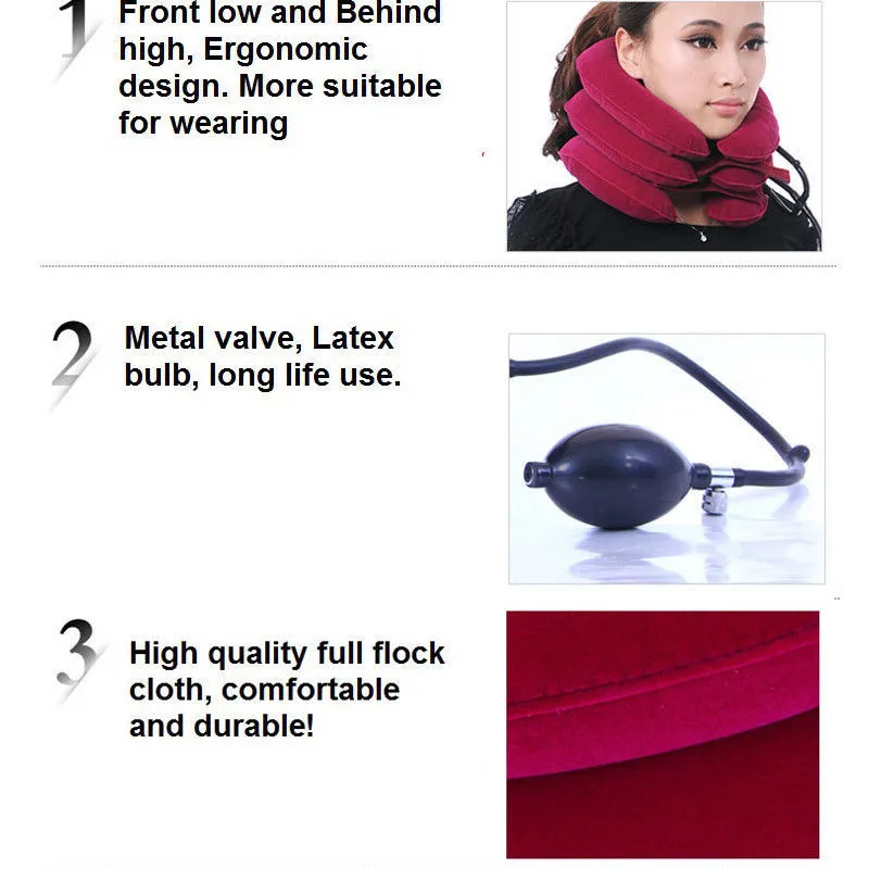 Soft Inflatable U Shape Pillow Back Relief Neck Traction Brace Support