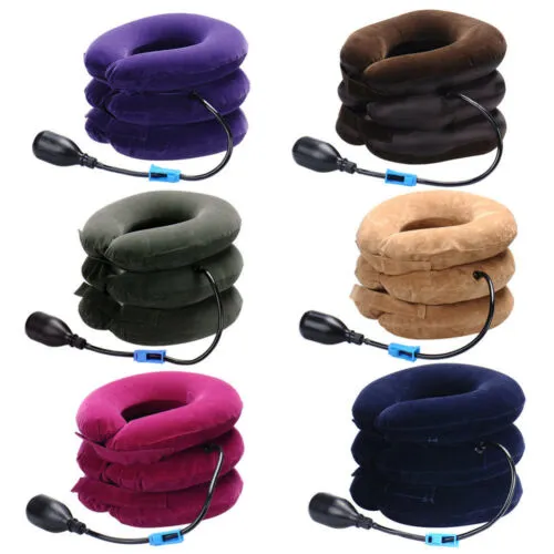 Soft Inflatable U Shape Pillow Back Relief Neck Traction Brace Support