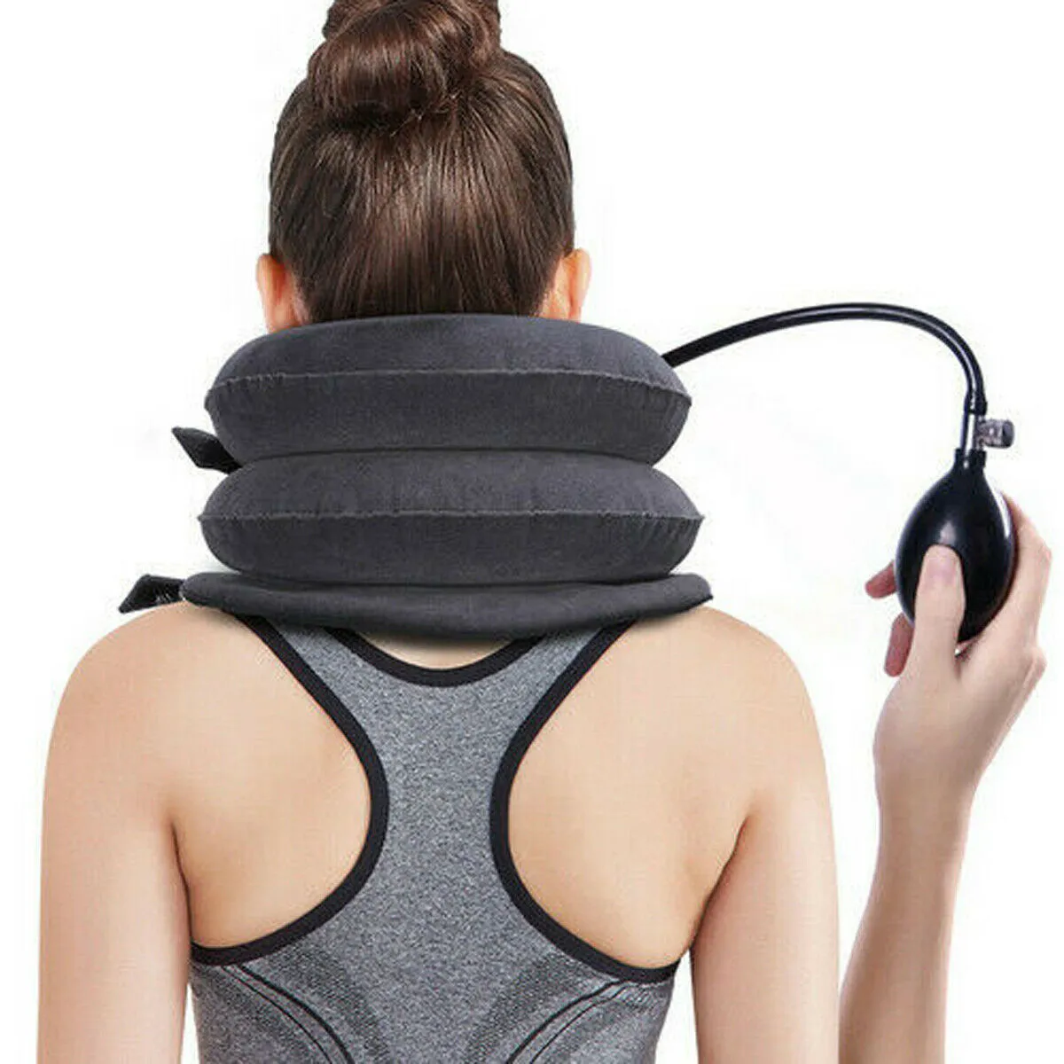 Soft Inflatable U Shape Pillow Back Relief Neck Traction Brace Support