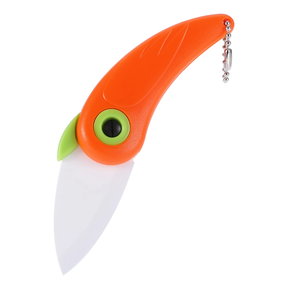 Mini Bird Kitchen Fruits Vegetable Ceramic Folding Pocket Knife Cutting Tools (Red)