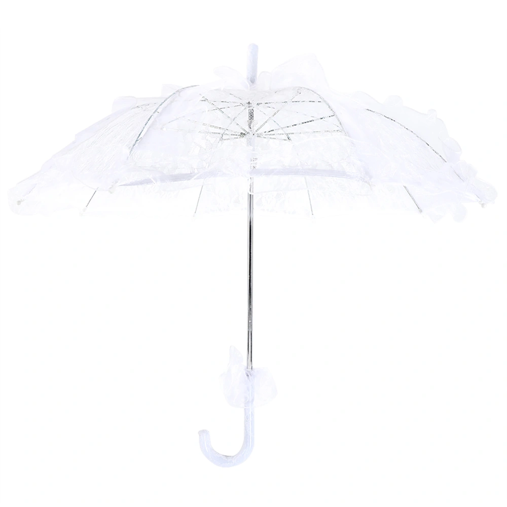 Bridal Lace Cotton Umbrella for Wedding Parties Dancing Photography Prop (White)