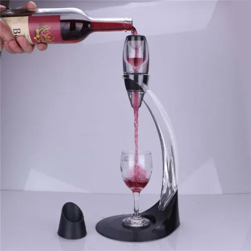 Red White Wine Aerator Filter Wine Pourer and Decanter Tower Stand Set