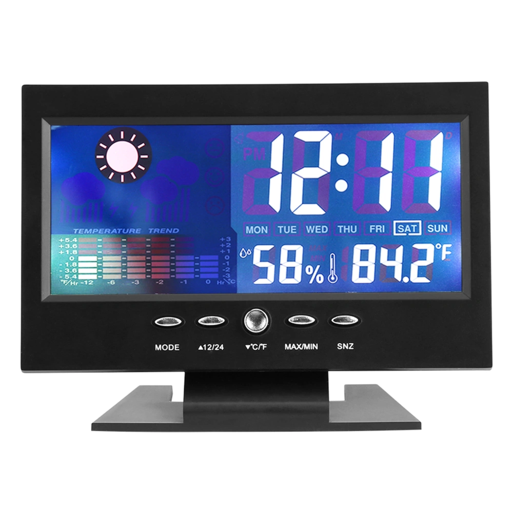 Digital Temperature Humidity Meter Clock Alarm Comfort Level Weather Forecasts Calendar