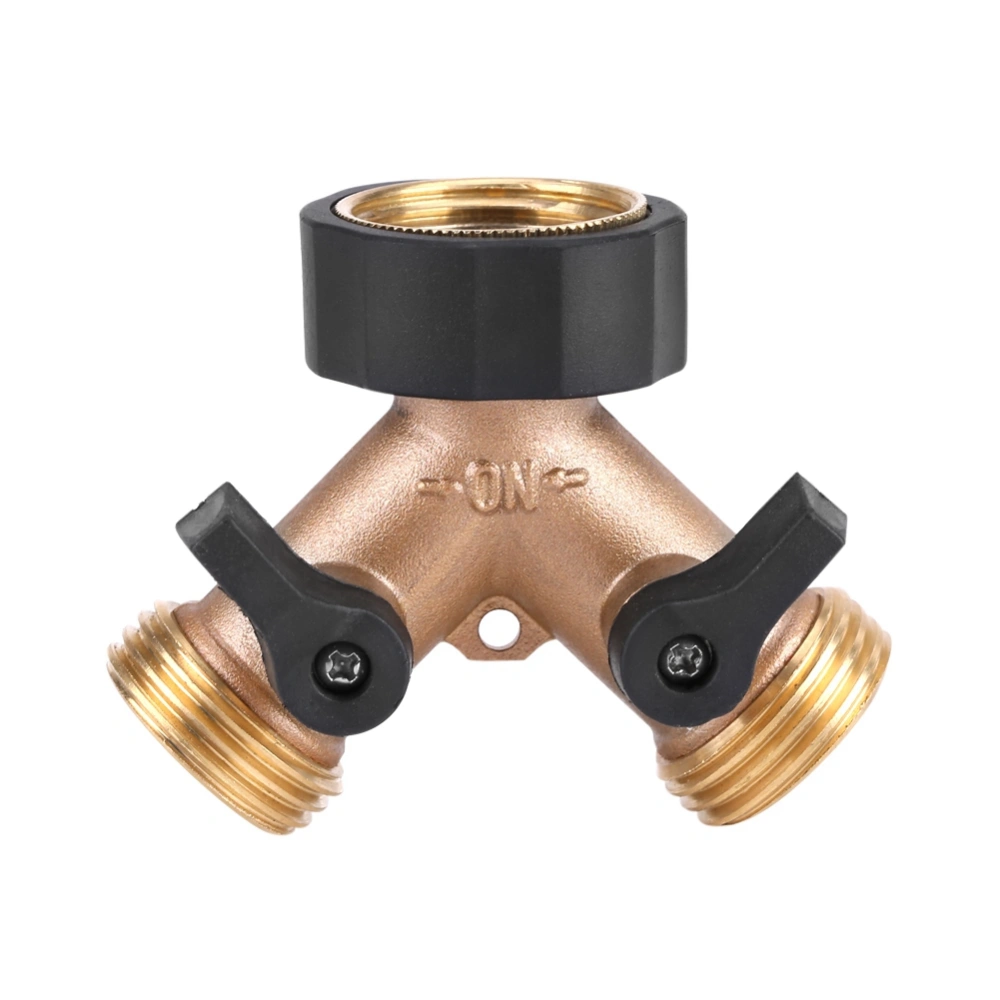 Brass Water Tap Adapter 2 Way Y Shape 3/4 Hose Connector Garden Irrigation (American Standard)