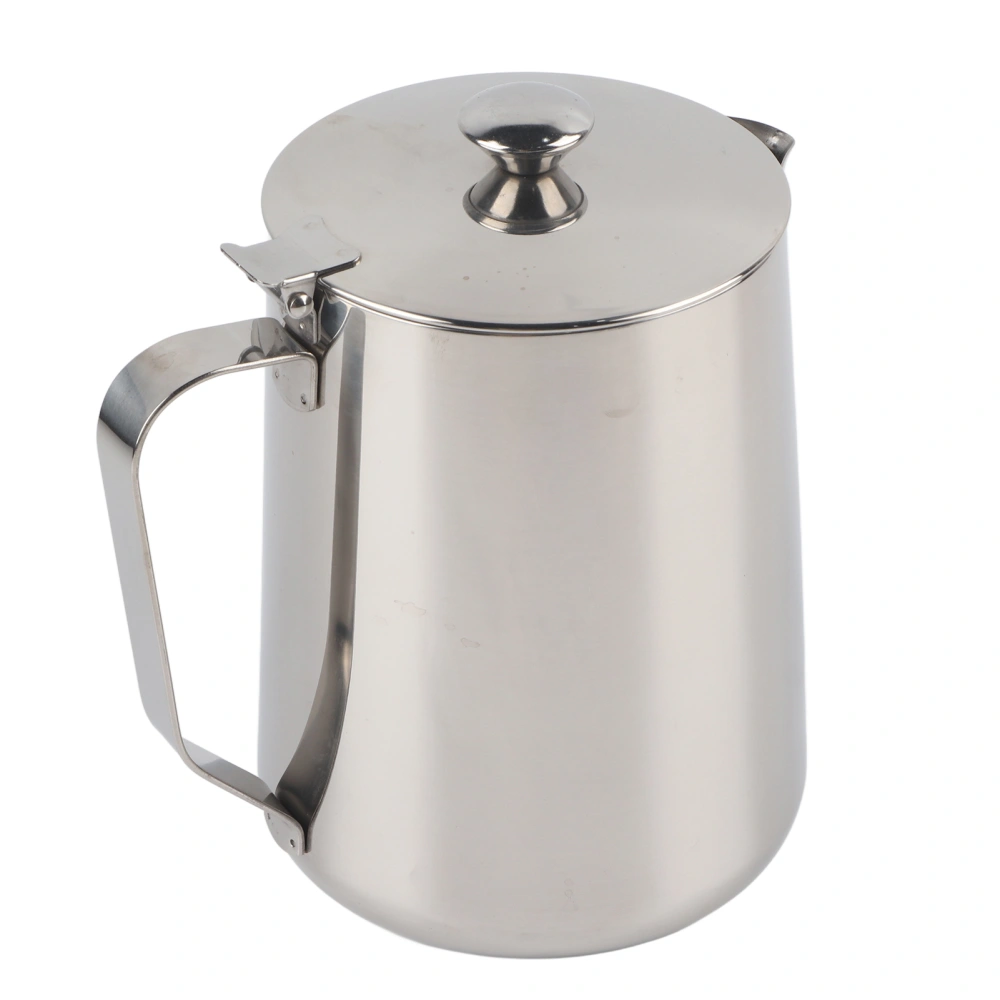 Stainless Steel Coffee Cup Mug Milk Frothing Pitcher Jug with Lid for Latte Coffee Art(350ml)