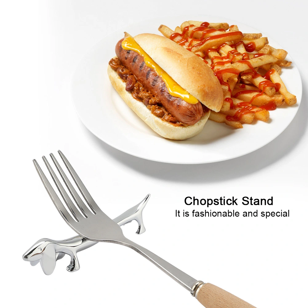 Novel Metal Dog Pattern Sturdy Durable Chopstick Stand Table Decorative Ornament