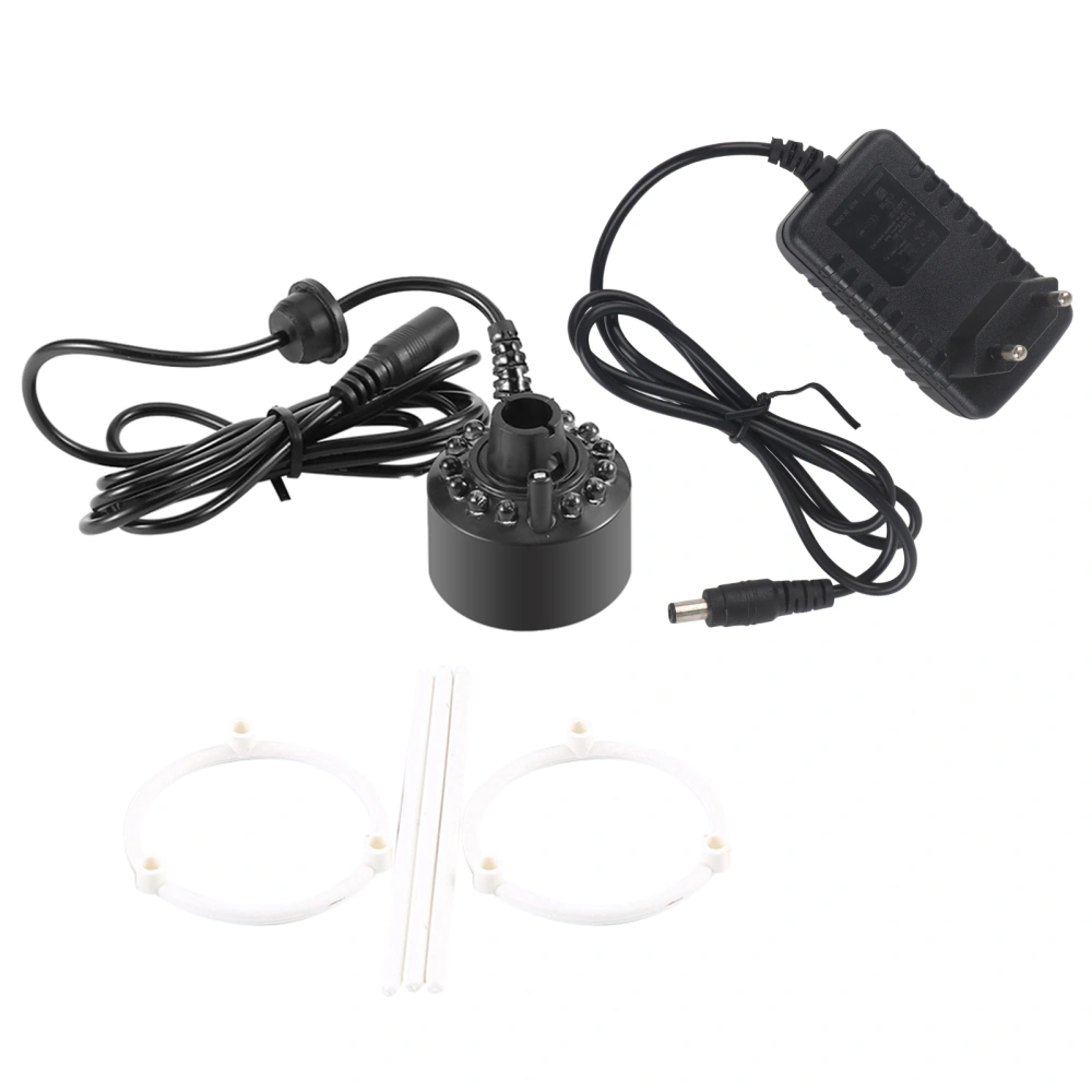 1Pc 12LED Colorful Mist Maker for Water Fountain Pond with Power Adapter 110-240V US Plug