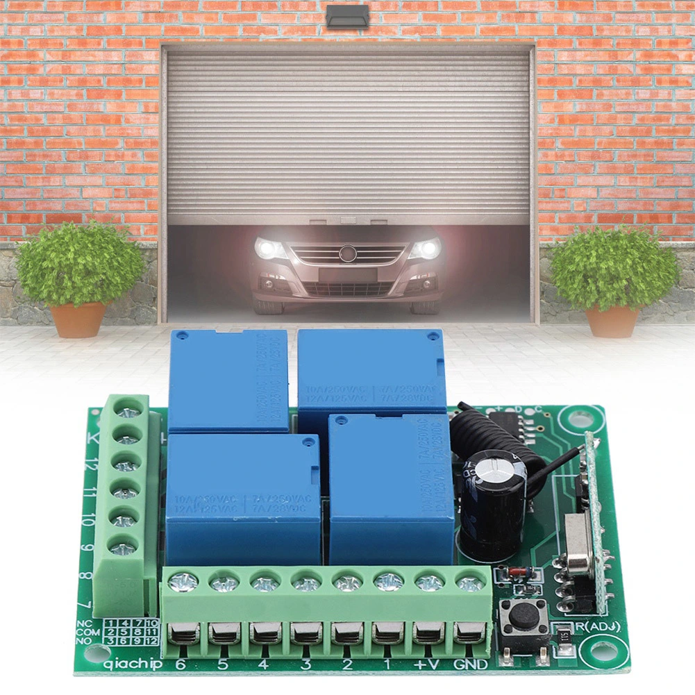 12V 433Mhz 4CH Channel Relay RF Wireless Garage Doors Remote Control Switch Receiver Module