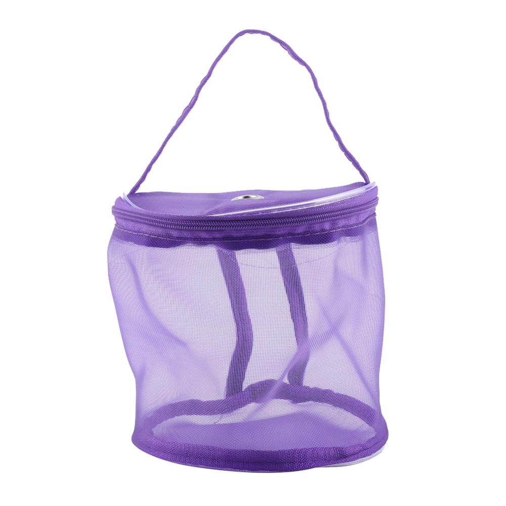 Portable Storage Bag Cylinder Mesh Wool Yarn Convenient Exquisite Container Handbag (Purple)