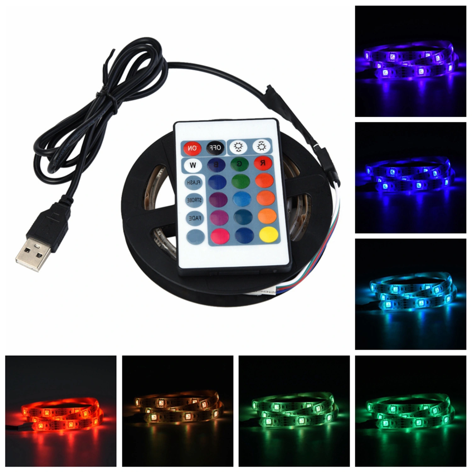 DC 5V USB Led Strip 5050 RGB Waterproof Flexible LED for TV Backgrounds Light 1m 30 LED