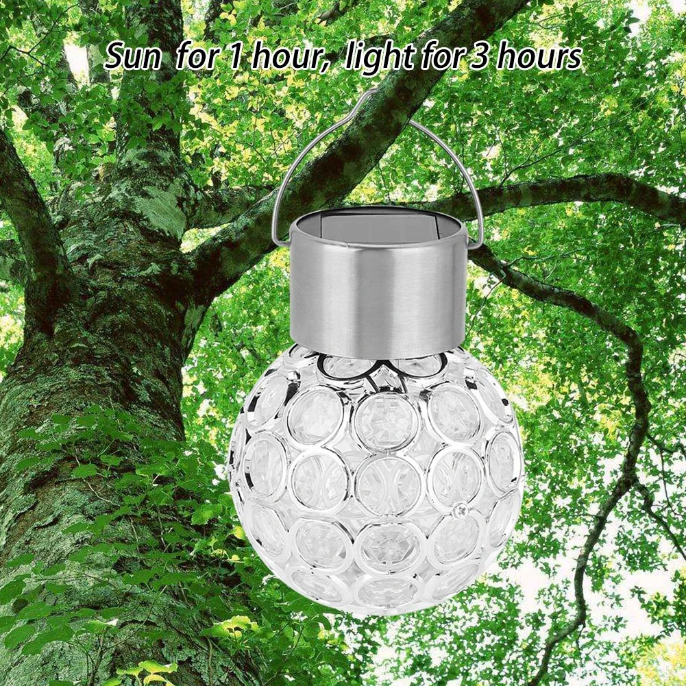 Solar Ball Garden Hang Outdoor Landscape Color Change LED Lamp Walkway Light White
