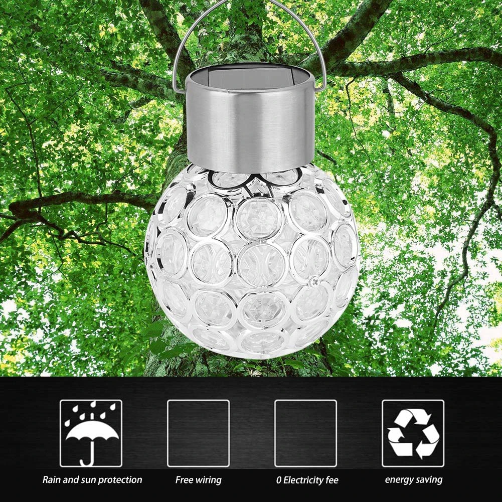 Solar Ball Garden Hang Outdoor Landscape Color Change LED Lamp Walkway Light White