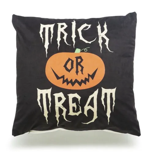 Cushion Cover with Halloween Theme Pattern Printing Soft Zipper Pillowcase