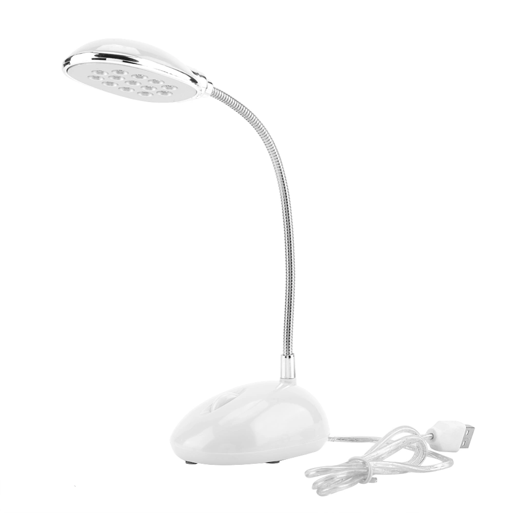 Bright 13 LED Table Lamp Lightweight Flexible USB Desk Light for Laptop Desktop PC White