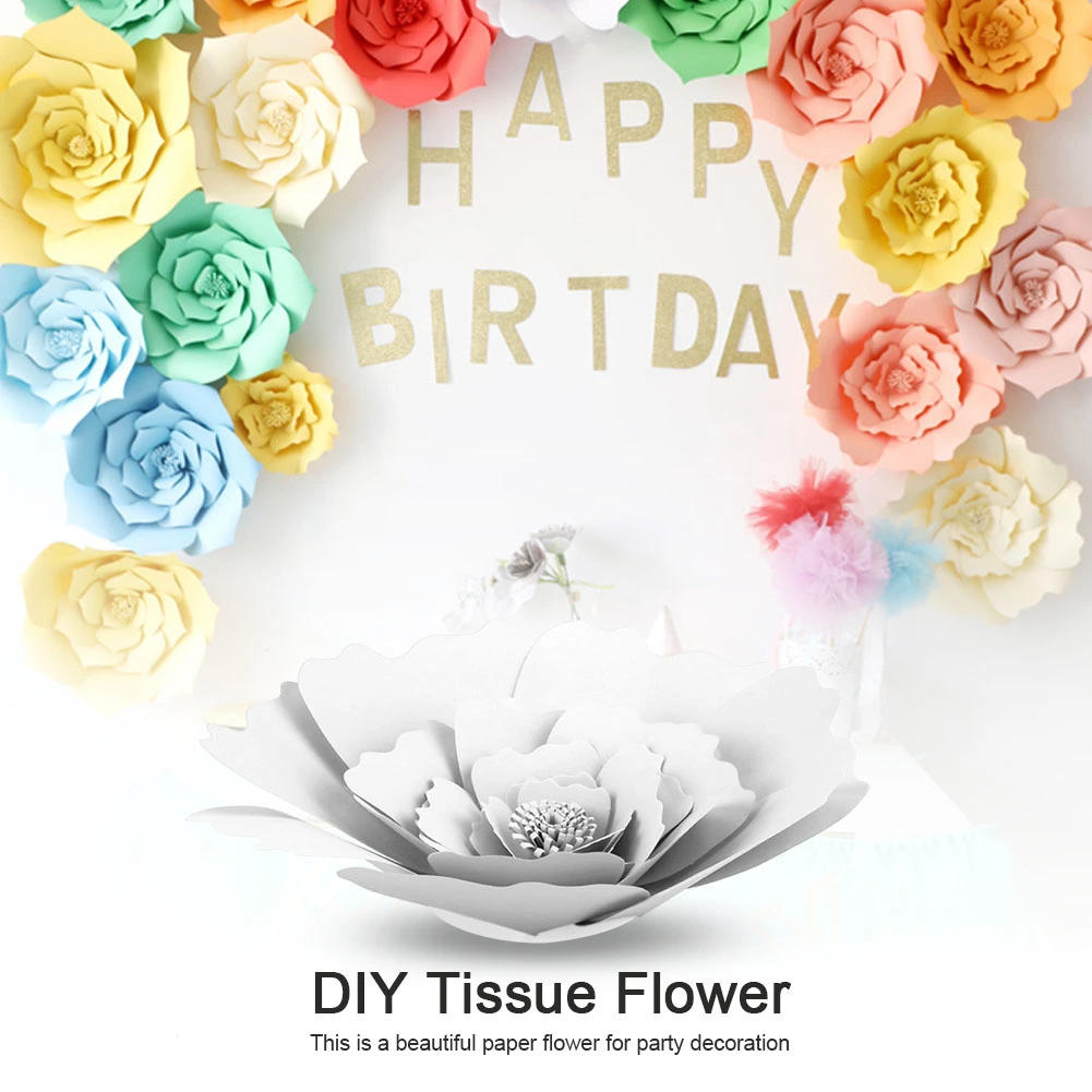 DIY Beautiful Tissue Paper Flower Decoration for Birthday Wedding Party White