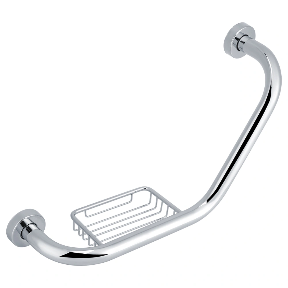 Stainless Steel Bathtub Arm Safety Handle Bath Shower Tub Grab Bar with Soap Holder