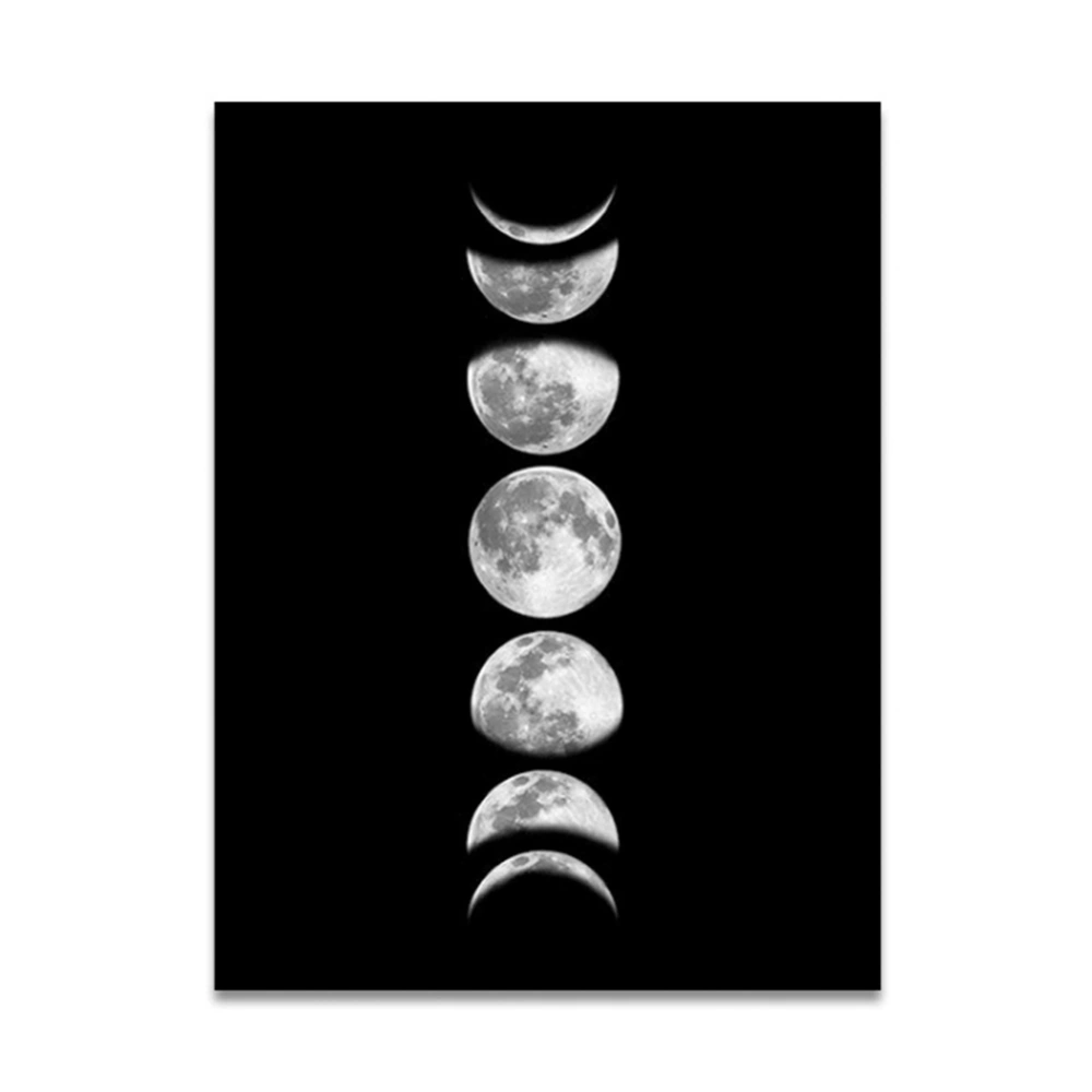 Moon Phases Canvas Painting Rimless Paintings on Wall Art for Home Decorations(Black090-2)