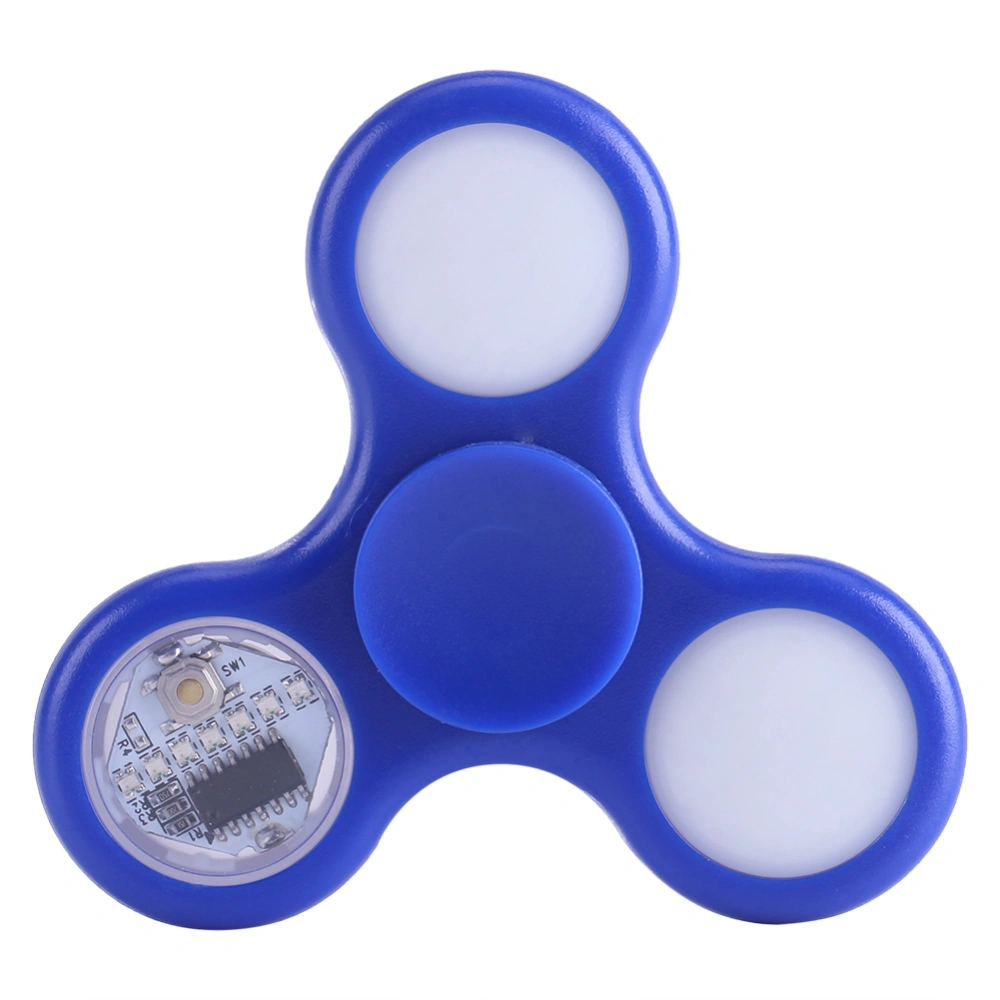 1Pc New LED Light 18 Patterns Flash Fingertip Spinner Stress Relief EDC Hands Foucs Toy(Blue)