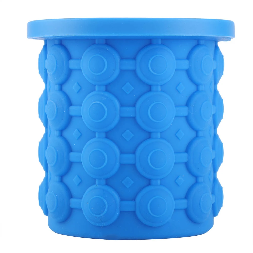 Dual use Silicone Ice Cube Bucket Maker Mould Tray Cubes Container Kitchen Tool Space Saving