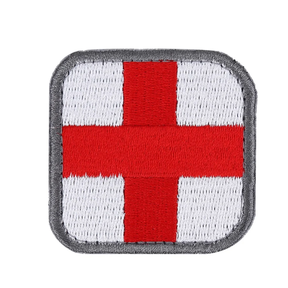 Medical Cross Embroidered Patch Hook&Loop Embroidery Applique Badge on Clothing Bag Hat(#2)