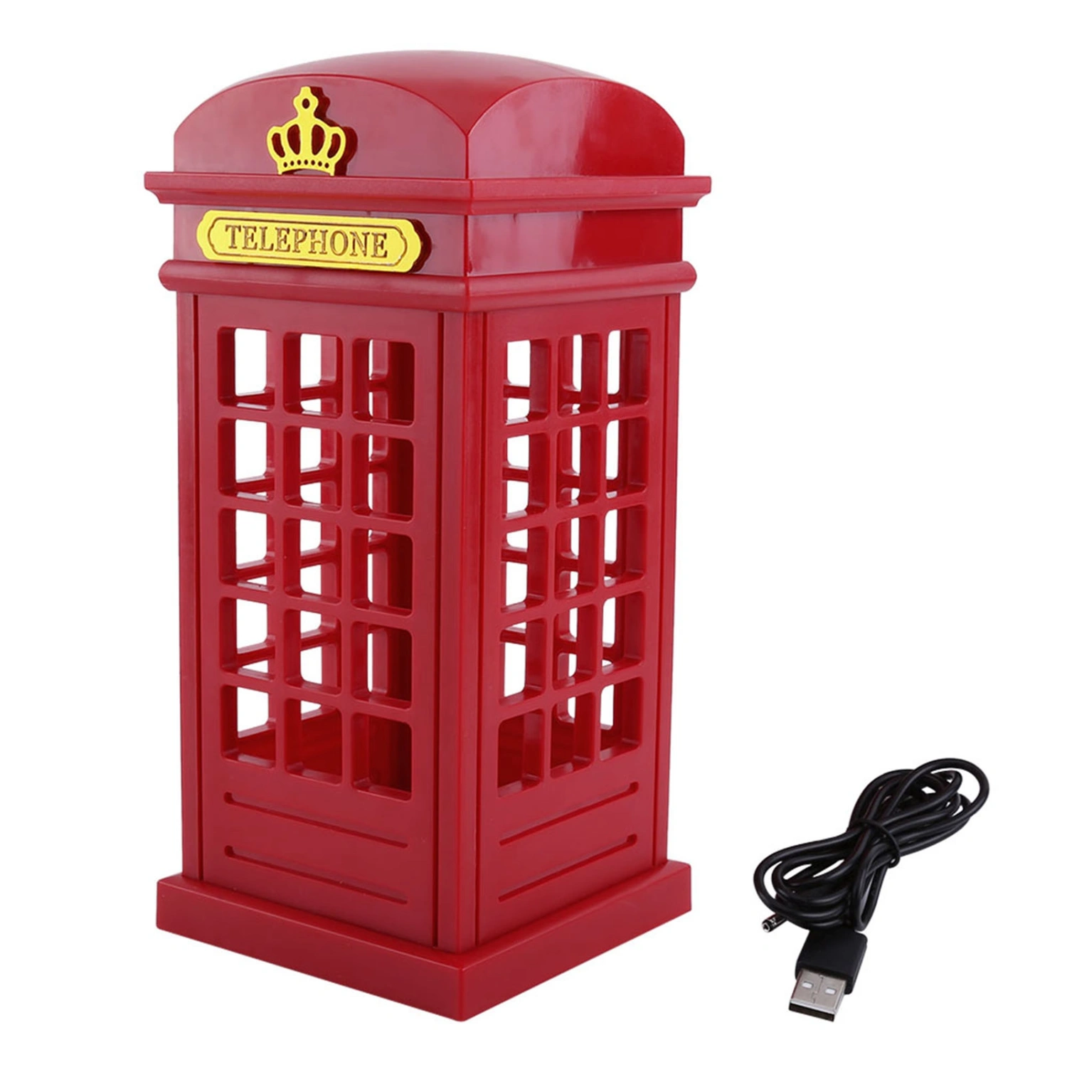 Creative Retro Classic Telephone Booth Night Light Touch Sensor Dimmable Yellow LED Desk Lamp