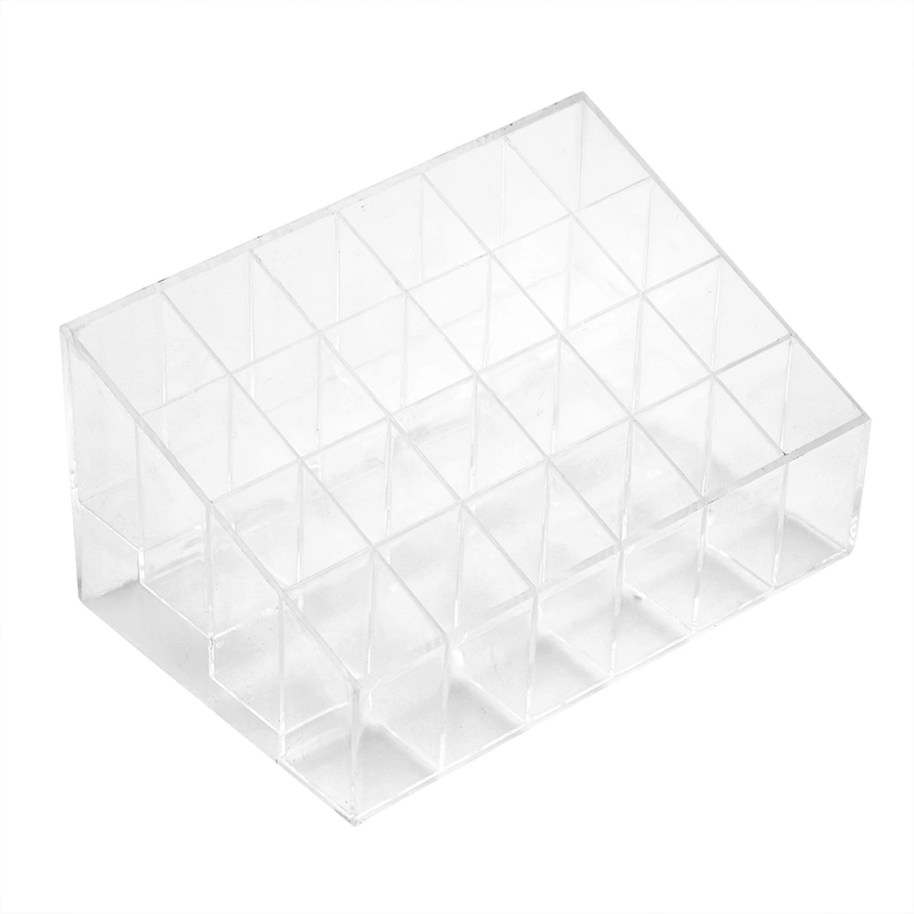 Transparent 24 Grids Lipstick Holder Organizer Display Stand Nail Polish Makeup Storage Box