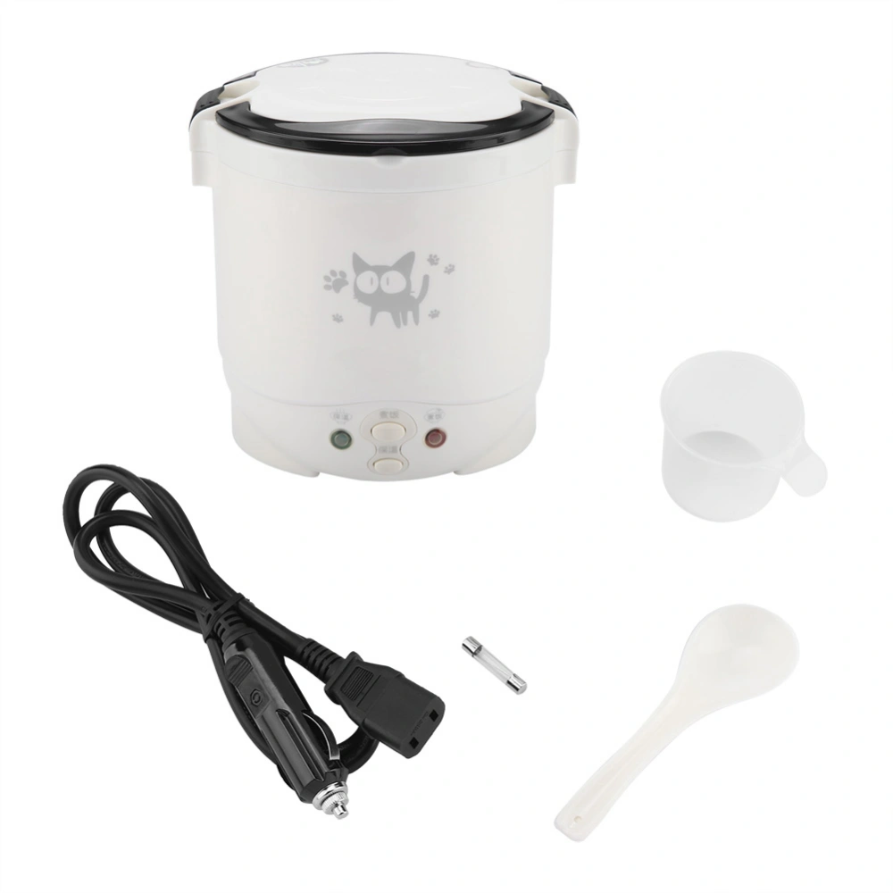 12V 100W 1L Electric Portable Multifunctional Rice Cooker Food Steamer for Cars (White)