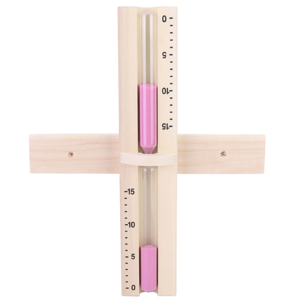 15 Minutes Sauna Room Sand Clock Glass Timer WallMounted Wooden Hourglass with Pink Sands