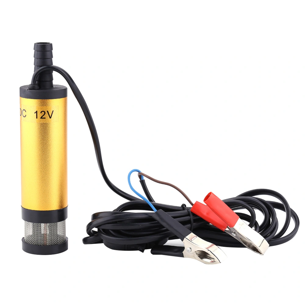 Stainless Steel Submersible Pump for Water Diesel Oil Kerosene Refueling Tool (DC 12V Golden)