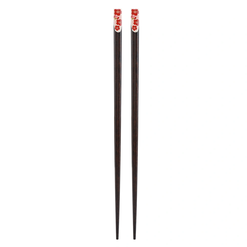 1 Pair of Japanese Style Sakura Pattern Reusable Durable Wooden Chopsticks (Red)