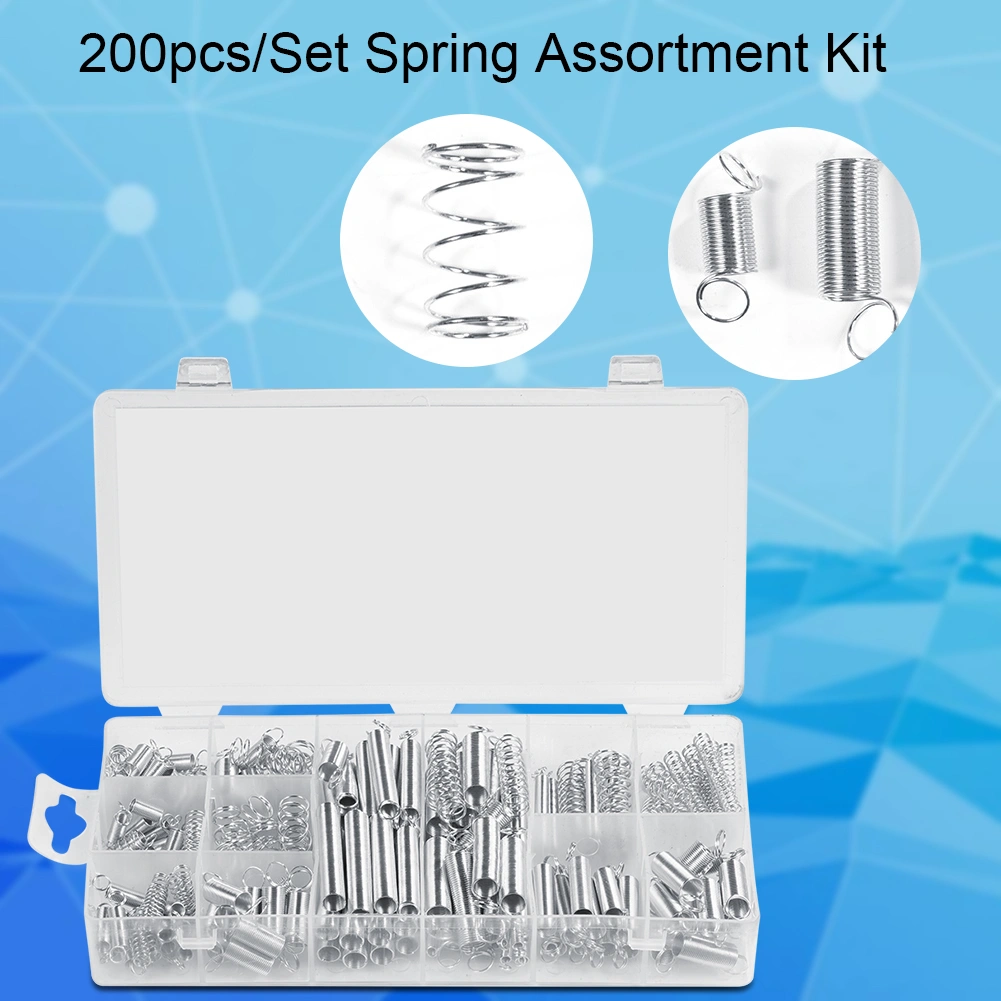 200pcs/Set 20 Sizes Extension Compression Spring Assortment Metal Springs Kit with Box