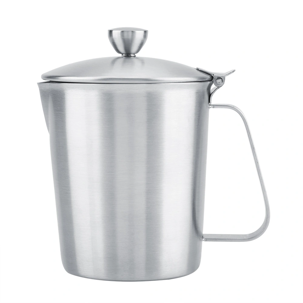 Stainless Steel Milk Frothing Pitcher Coffee Cup Mug with Cover & Measurement (500ml)