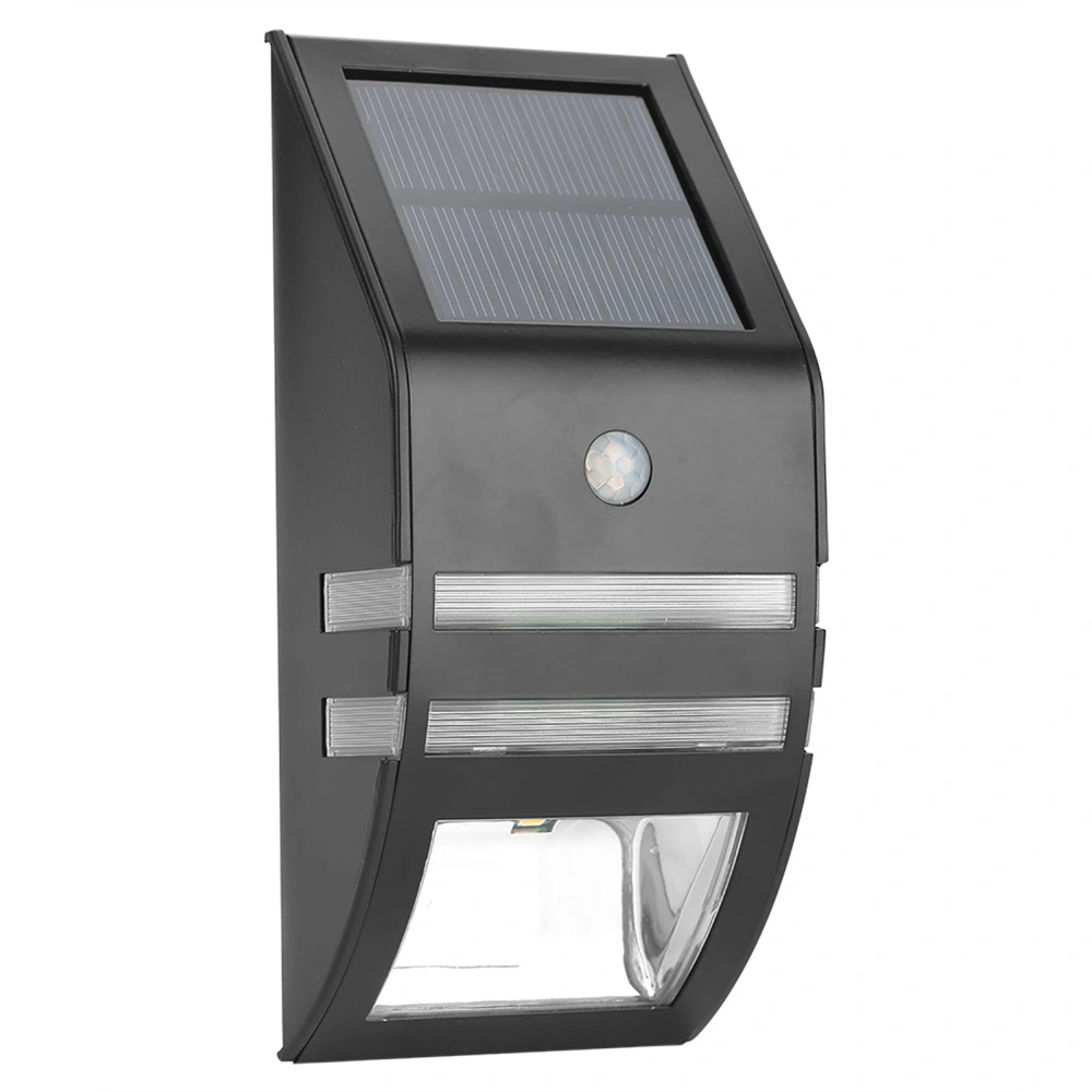 Solar Powered PIR Motion Sensor 2 LED Path Wall Light Garden Security Lamps Black Warm White