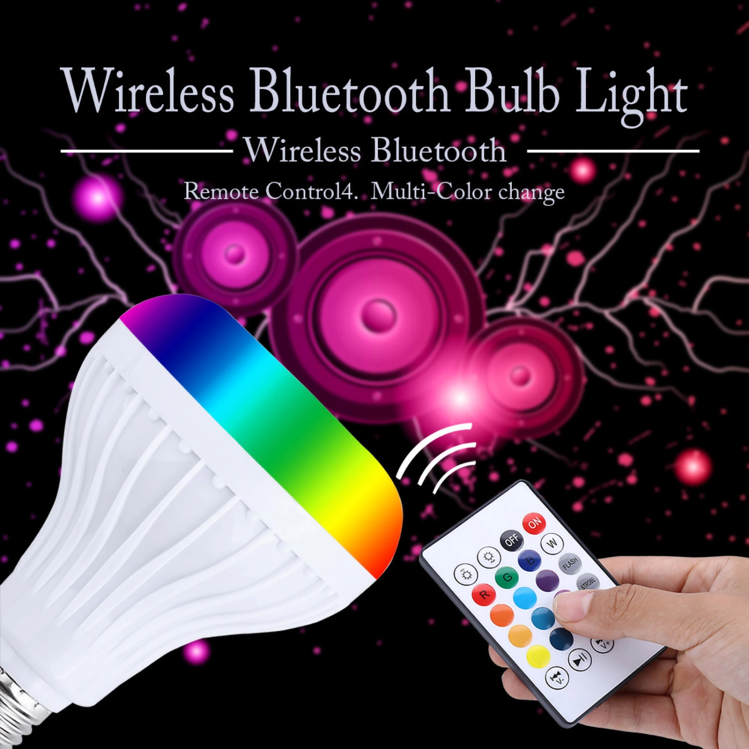 Wireless Bluetooth Speaker Bulb Light 12W LED RGB Smart Music Play Lamp Remote Control