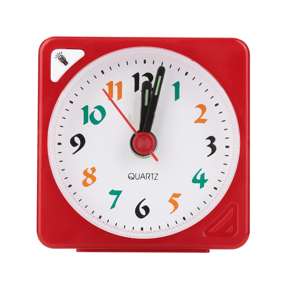 Mini Travel Table Alarm Clock Quartz LED Light with Snooze Function Battery Operated Red