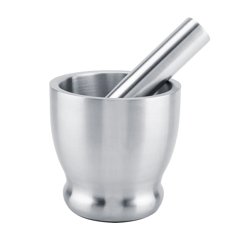 Stainless Steel Mortar Pestle Grinder Beans Garlic Spices Foodstuffs Kitchen Tool