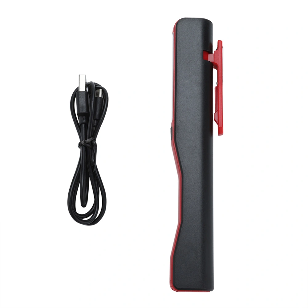 Rechargeable COB LED Flashlight Hand Pocket Pen Work Light with Magnetic Rotating Clip Red