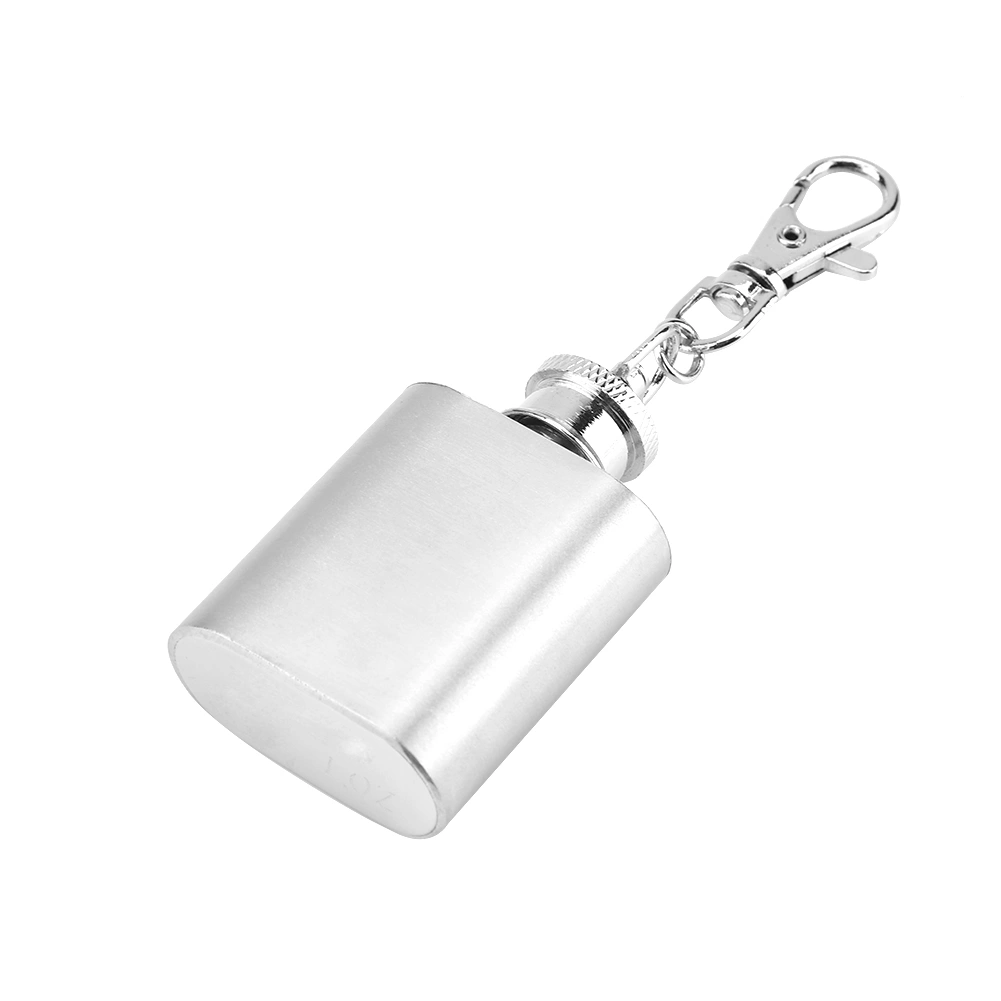 Portable Stainless Steel 1oz Whiskey Liquor Alcohol Bottle Pocket Wine Bottle Key Chain