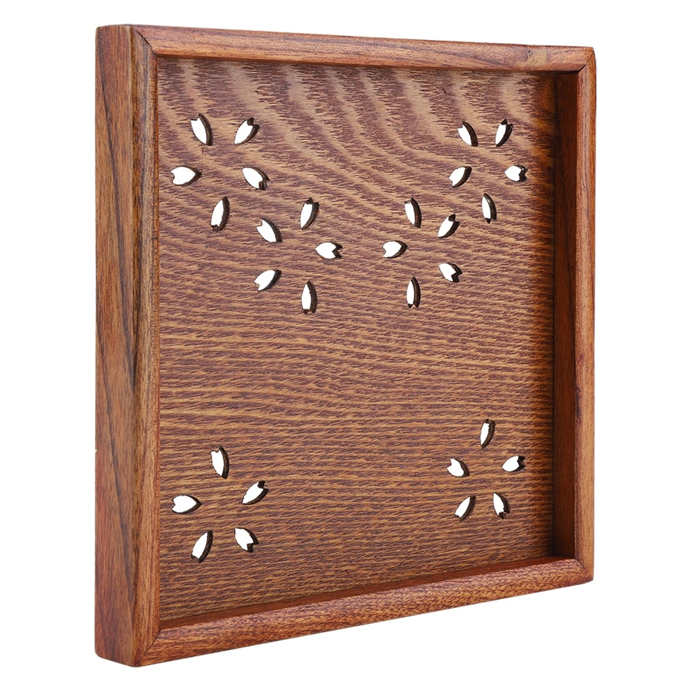 Traditional Wooden Tea Plate Coffee Fruits Snacks Serving Tray Dish for Home Restaurant 18*18cm