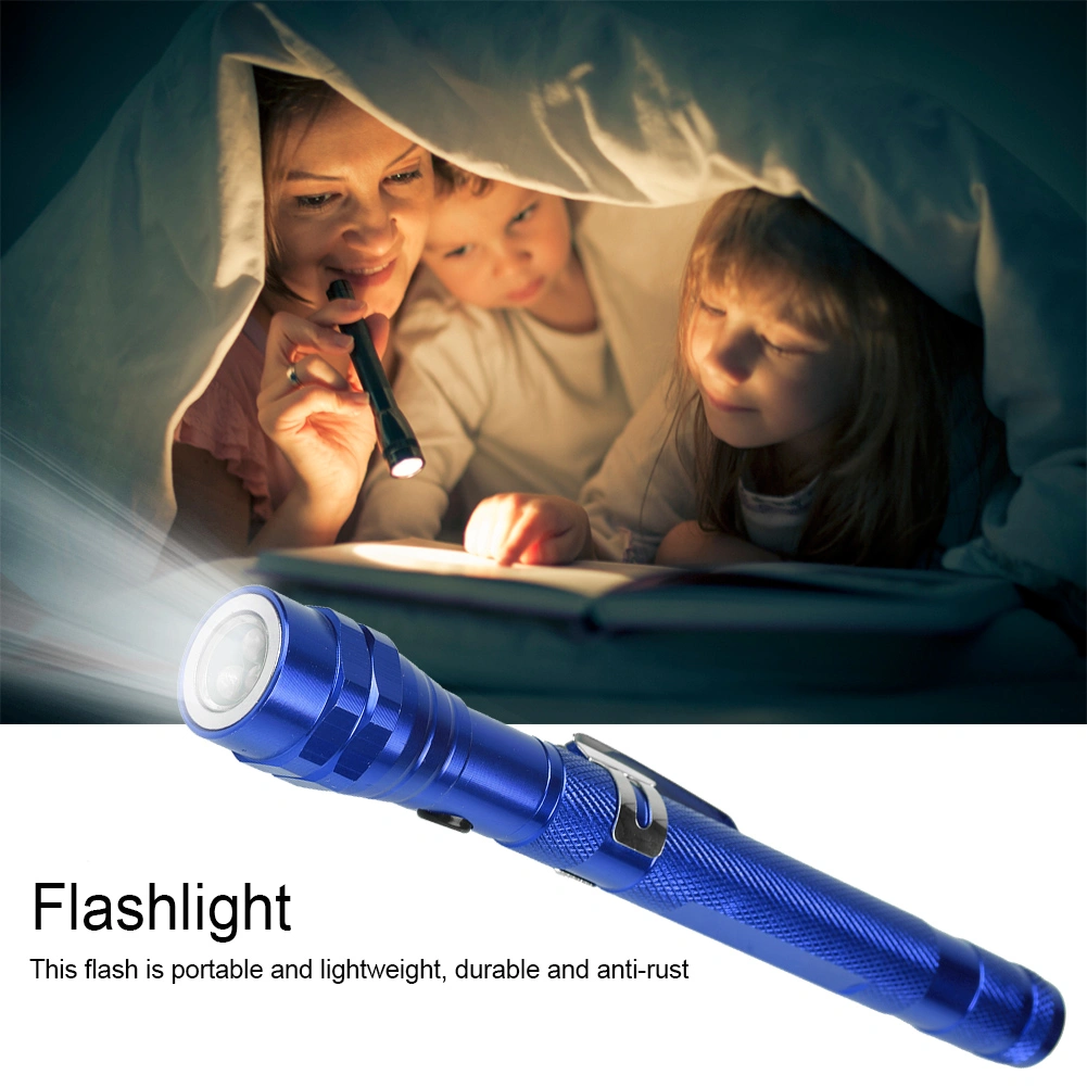 Multi function Mini Flexible Telescopic LED Flashlight Rotatable Torch with Magnetic End (Blue)