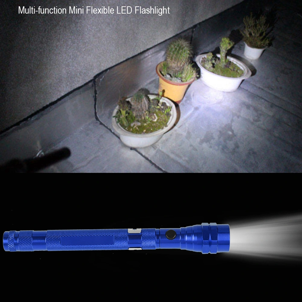 Multi function Mini Flexible Telescopic LED Flashlight Rotatable Torch with Magnetic End (Blue)