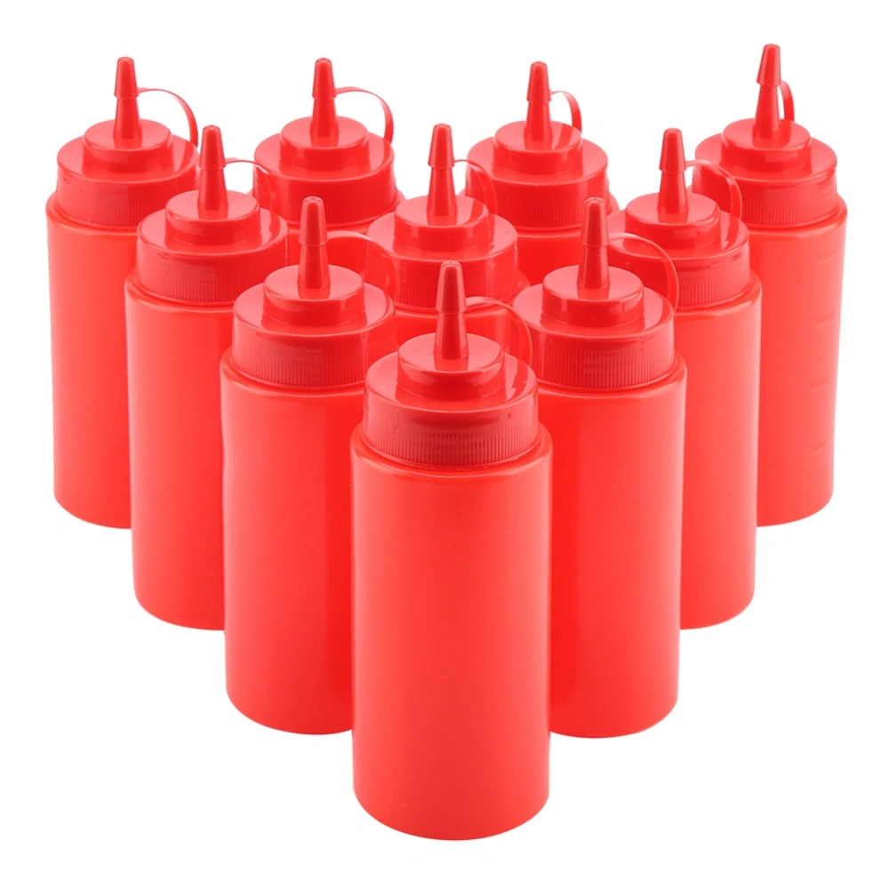 460ml 10pcs / Set Plastic Condiment Dispenser for Sauce Oil Cream Vineger (Red)