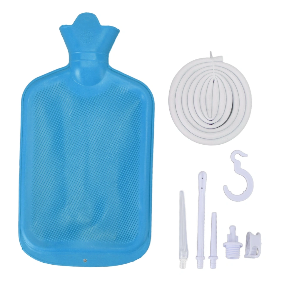 Enema Kit with 2L Enema Bag 5.0ft Long Silicone Hose Controlled Water Flows Professional Enema Bag Kit for Health Care Blue