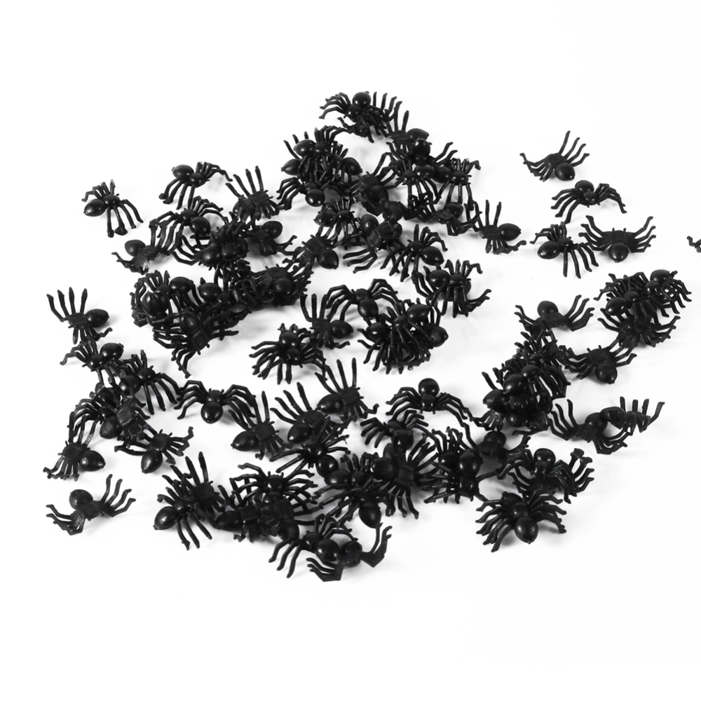 50pcs 2cm Small Black Plastic Fake Spider Toys Halloween Funny Joke Prank Realistic Props