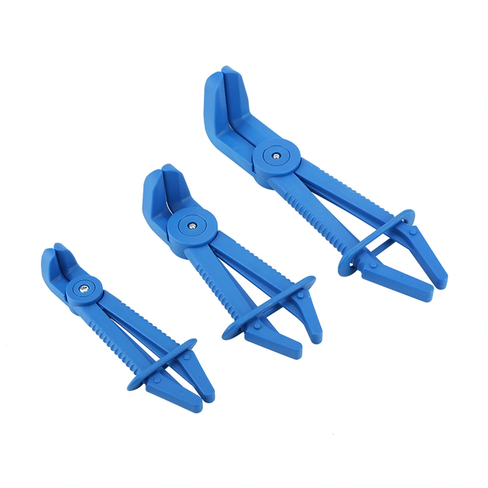 3Pcs Plastic Flexible Hose Clamp Tool Set Brake Fuel Water Line Clamps Plier Kit (Blue)