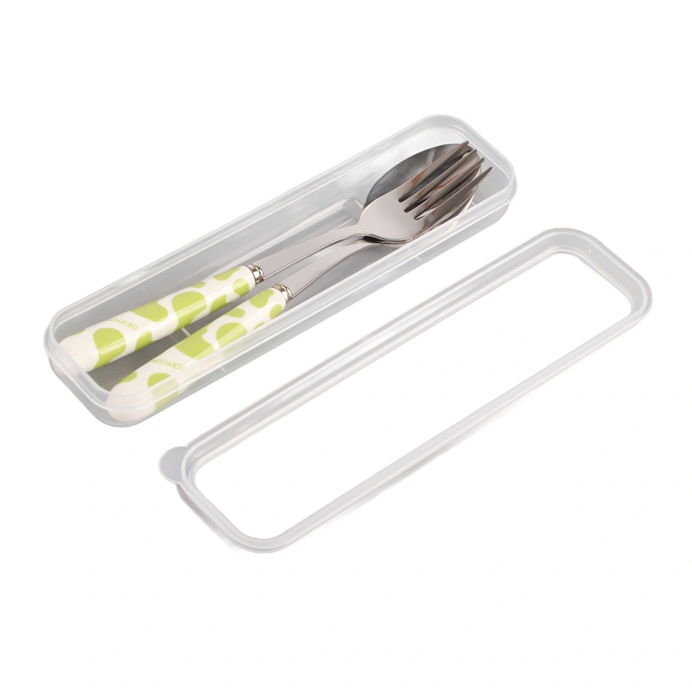 2 PCS Stainless Steel Knife Fork Spoon Kitchen Flatware Tableware with Box Children Set Green