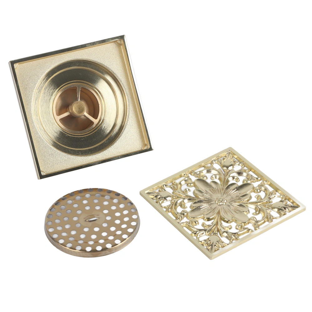 Antique Brass Square Floor Drain with Strainer Bathroom Washroom Drainage & Clean Accessories