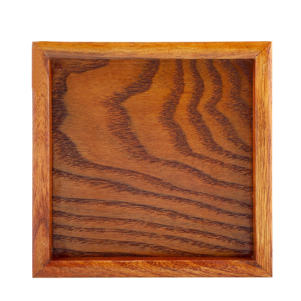 Square Solid Wood Tea Tray Coffee Sushi Snacks Serving Plate for Cafe Restaurant(12.5*12.5cm)