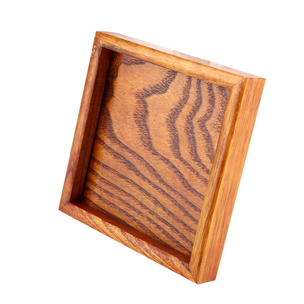 Square Solid Wood Tea Tray Coffee Sushi Snacks Serving Plate for Cafe Restaurant(12.5*12.5cm)